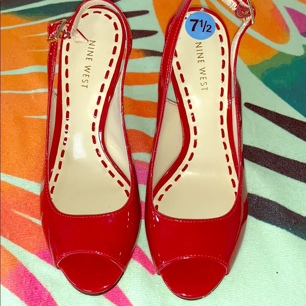 Nine West Red Patent Leather Wedge